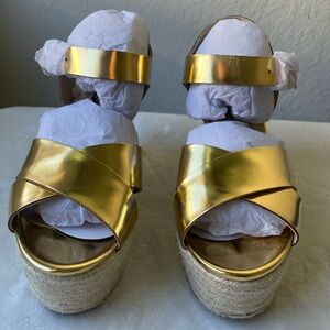 Juicy Couture Women’s  Gold buckle Wedges